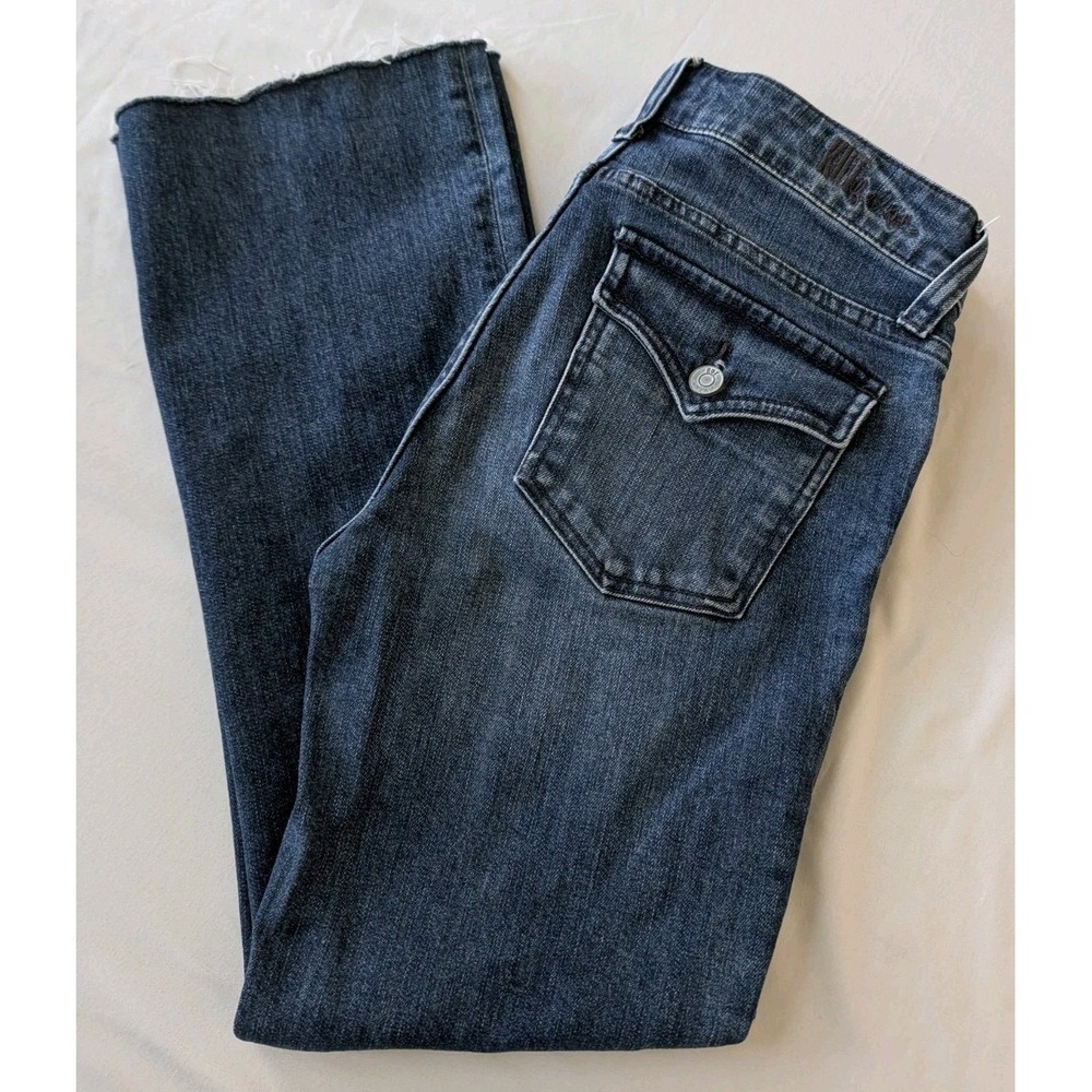 Kut From The Kloth Nicole Bootcut Jeans Size 8 Distressed Raw Hem Flap Pocket